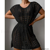 Salida de playa vestido con escote en V, cordón ajustable y abertura